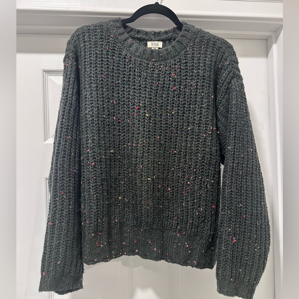 A.N.A Gray Chunky Knit Sweater with Colorful Speckles